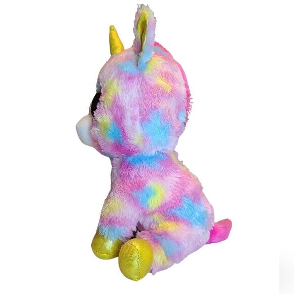 TY Beanie Boos Fantasia the Unicorn, pink Gold Tie Dye, 10 inches tall - Picture 7 of 7